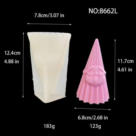 3D Santa Claus Aromatherapy Candle Silicone Mold Christmas Pie Gift Vertical Pattern Conical Santa Claus Gypsum Decoration Mold 8662L