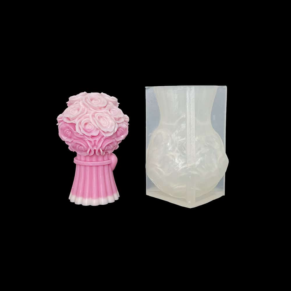 Love holding flower bouquet, rose bouquet, silicone mold, three-dimensional aromatherapy candle, plaster with hand gift, Valentine's Day ornament mold 8669 - candle mold - 3