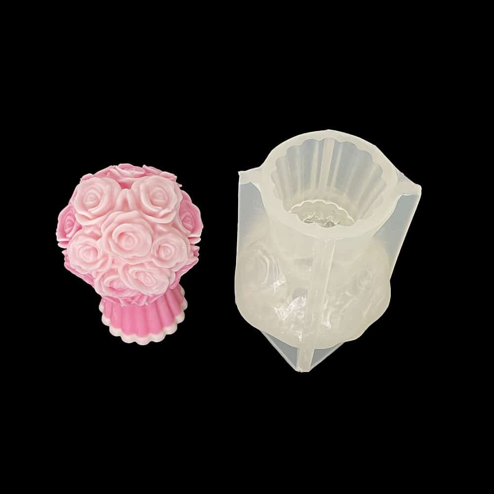 Love holding flower bouquet, rose bouquet, silicone mold, three-dimensional aromatherapy candle, plaster with hand gift, Valentine's Day ornament mold 8669 - candle mold - 4