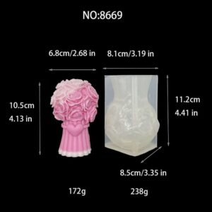 Love Holding Flower Bouquet, Rose Bouquet, Matriță siliconică, Three-dimensional Aromatherapy Candle, Plaster With Hand Gift, Valentine's Day Ornament Mold 8669