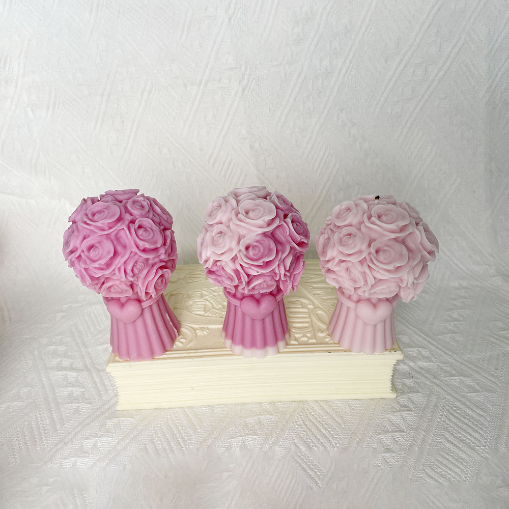 Love holding flower bouquet, rose bouquet, silicone mold, three-dimensional aromatherapy candle, plaster with hand gift, Valentine's Day ornament mold 8669 - candle mold - 6