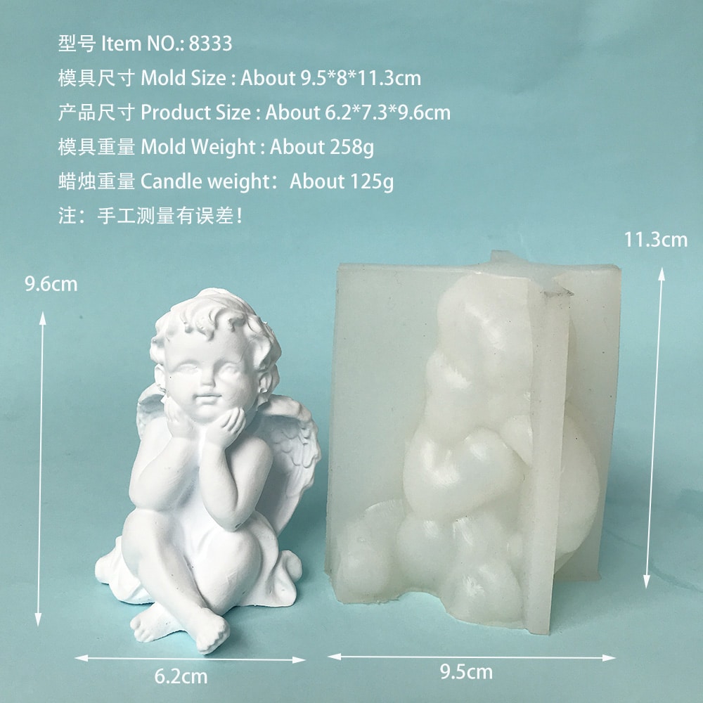 3D Angel Candle Silicone Mold European Little Angel Baby Ornaments Aromatherapy Resin Creative Drops 3D Silicone Mold 8333 -  - 1