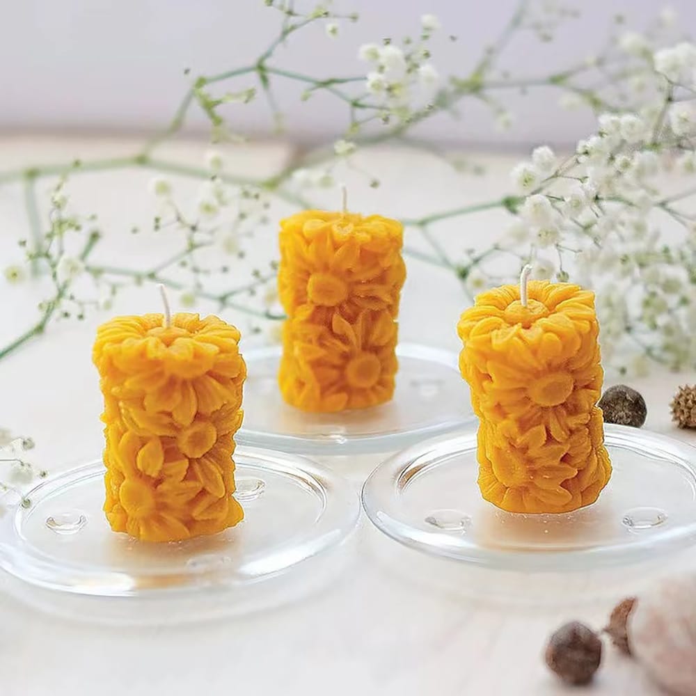 3D Chrysanthemum Rose Column Aromatherapy Candle Silicone Mold Handmade Soap Gypsum Column Model 8039 -  - 2