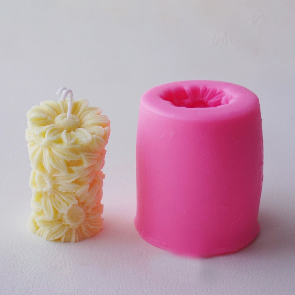 3D Chrysanthemum Rose Column Aromatherapy Candle Silicone Mold Handmade Soap Gypsum Column Model 8039 -  - 4