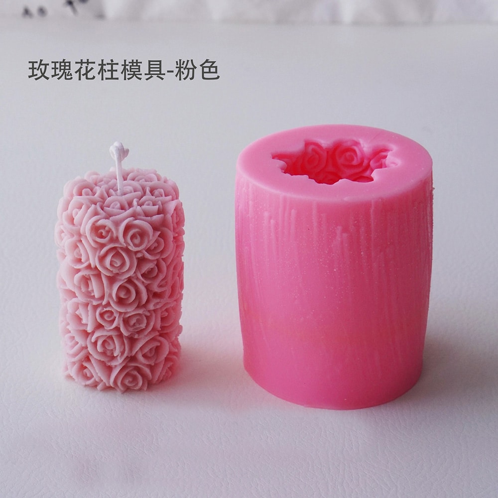 3D Chrysanthemum Rose Column Aromatherapy Candle Silicone Mold Handmade Soap Gypsum Column Model 8039 -  - 7