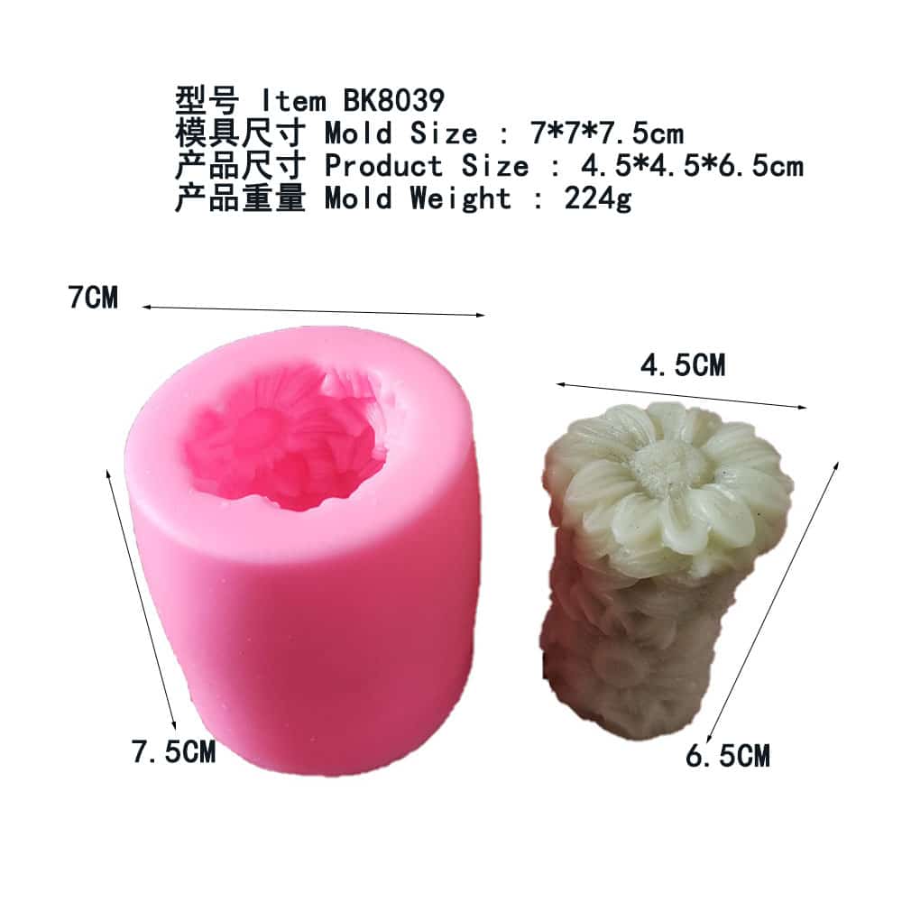 3D Chrysanthemum Rose Column Aromatherapy Candle Silicone Mold Handmade Soap Gypsum Column Model 8039 -  - 1