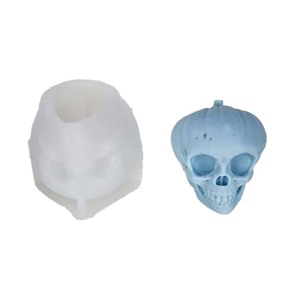 3D Pumpkin Skull Aromatherapy Candle Silicone Mold Halloween Dropper Decoration Gypsum Mold 8590 -  - 6