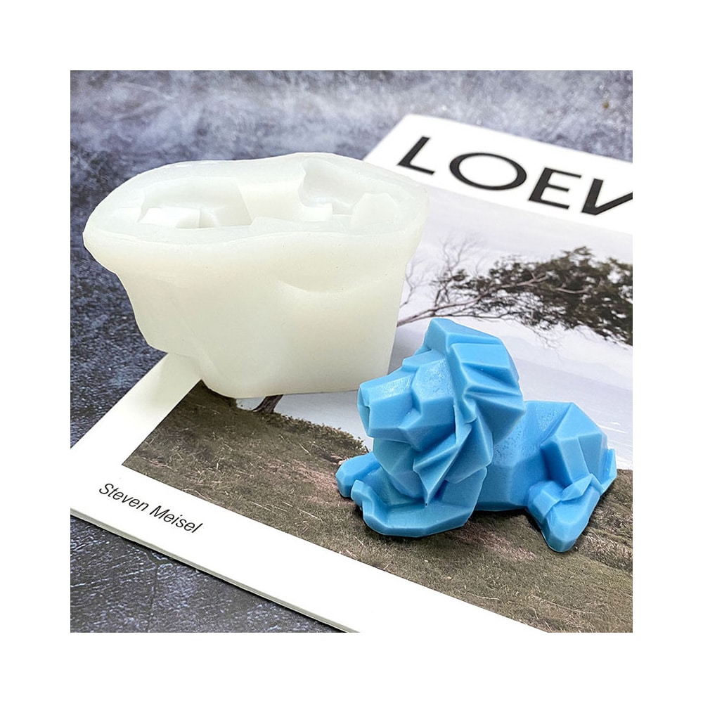 3D Solid Geometry Little Lion Silicone Mold Aromatherapy Gypsum Expanded Fragrance Stone Candle Cement Resin Mold 8020 -  - 6