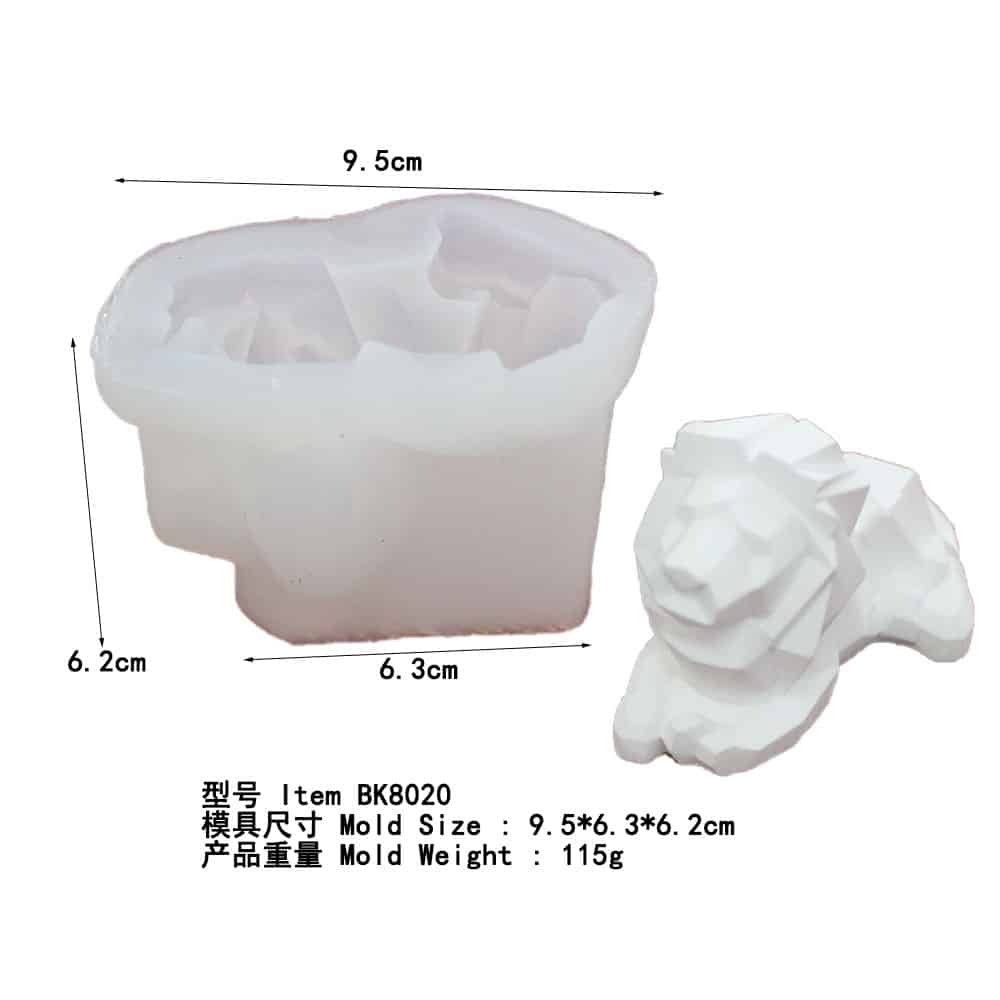 3D Solid Geometry Little Lion Silicone Mold Aromatherapy Gypsum Expanded Fragrance Stone Candle Cement Resin Mold 8020 -  - 1