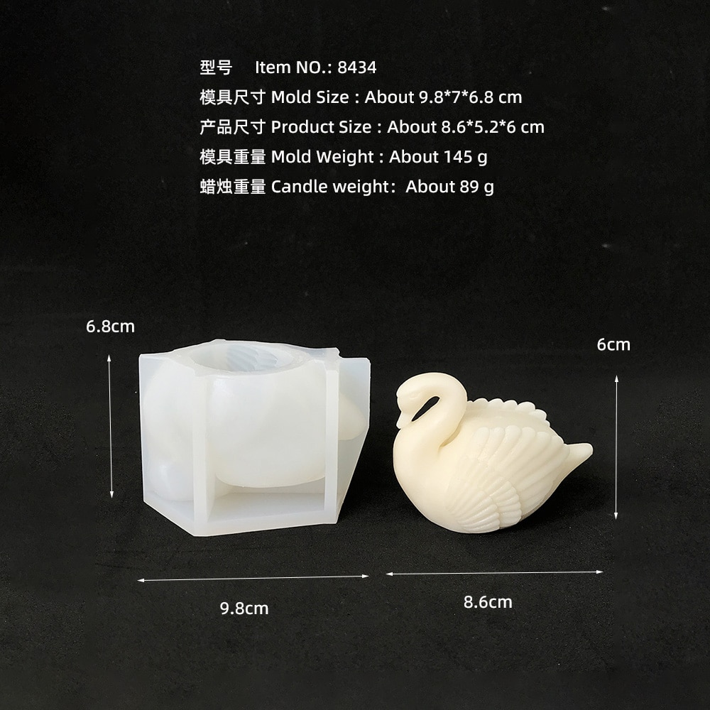 3D Swan Silicone Mold - Swan-shaped Cake Mold for Gypsum and Aromatherapy Candles 8334 -  - 1