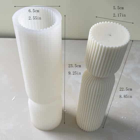 Easy Demolding No Parting Lines Deformation Resistant Ribbed Aesthetic Twist Cylindrical Tall Pillar Candle Molds Combination 6001