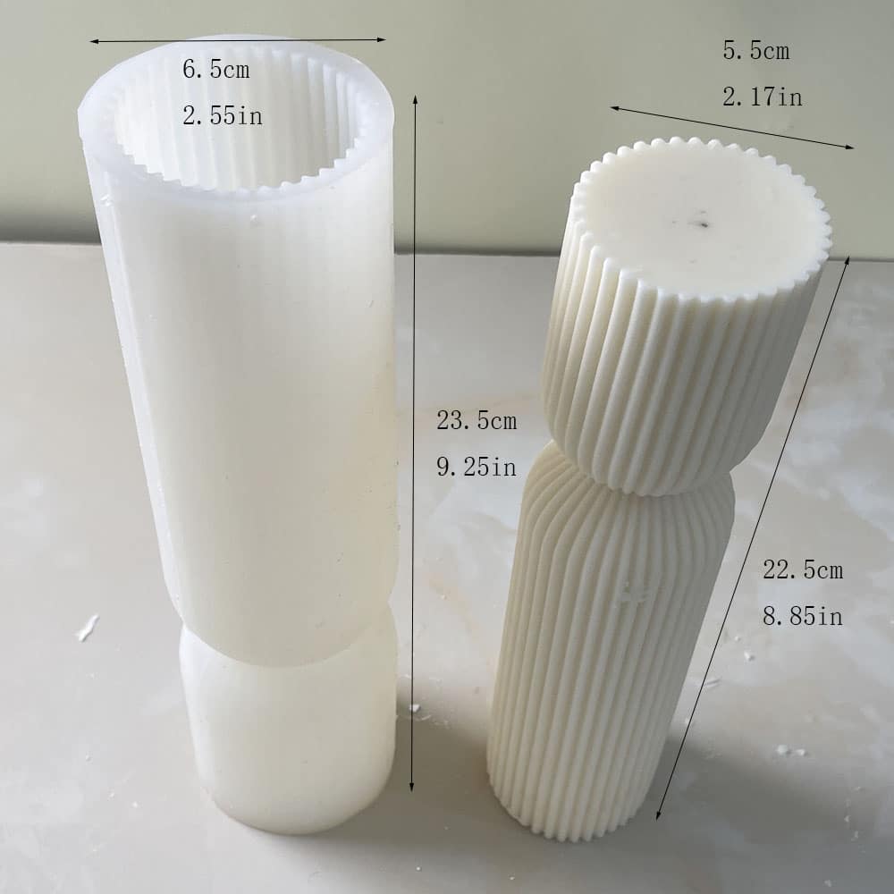 Easy Demolding No Parting Lines Deformation Resistant Ribbed Aesthetic Twist Cylindrical Tall Pillar Candle Molds Combination 6001 -  - 1