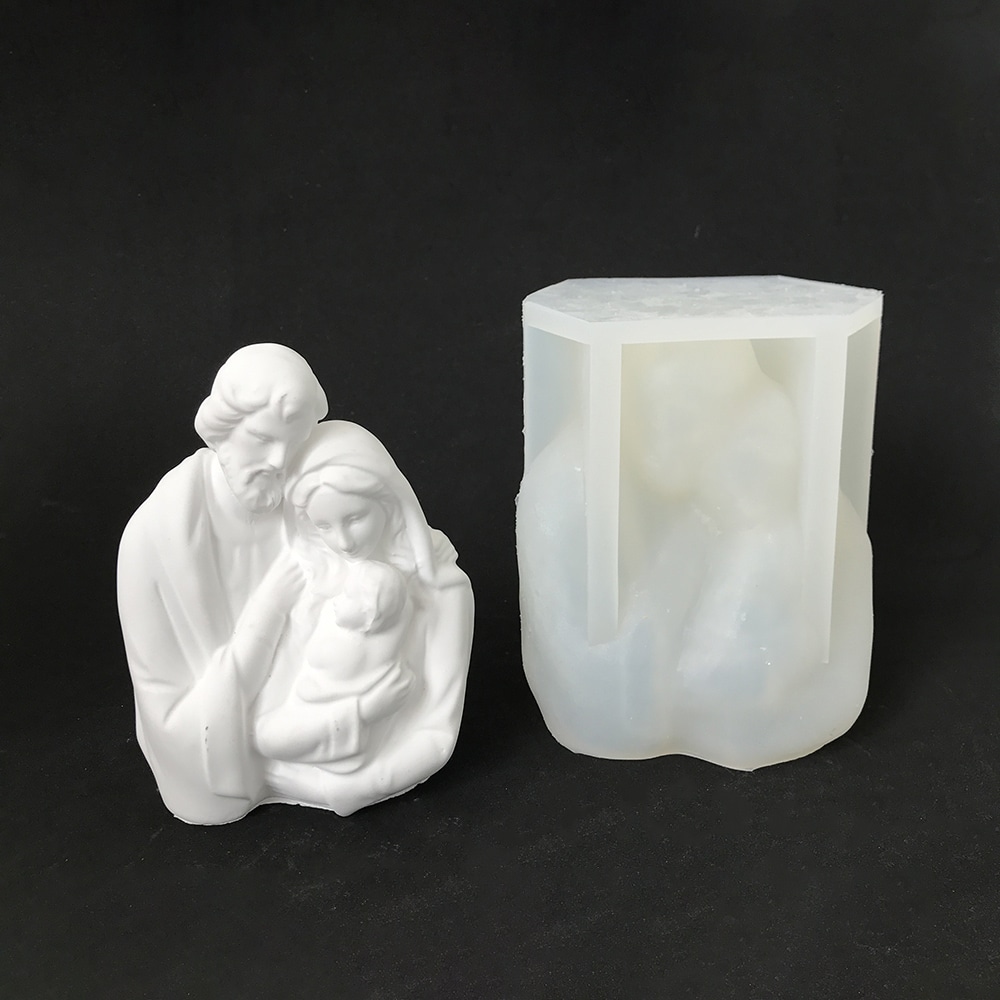 A family of three embracing silicone molds, a family of gypsum aromatherapy candle ornaments DIY molds 8587 -  - 4