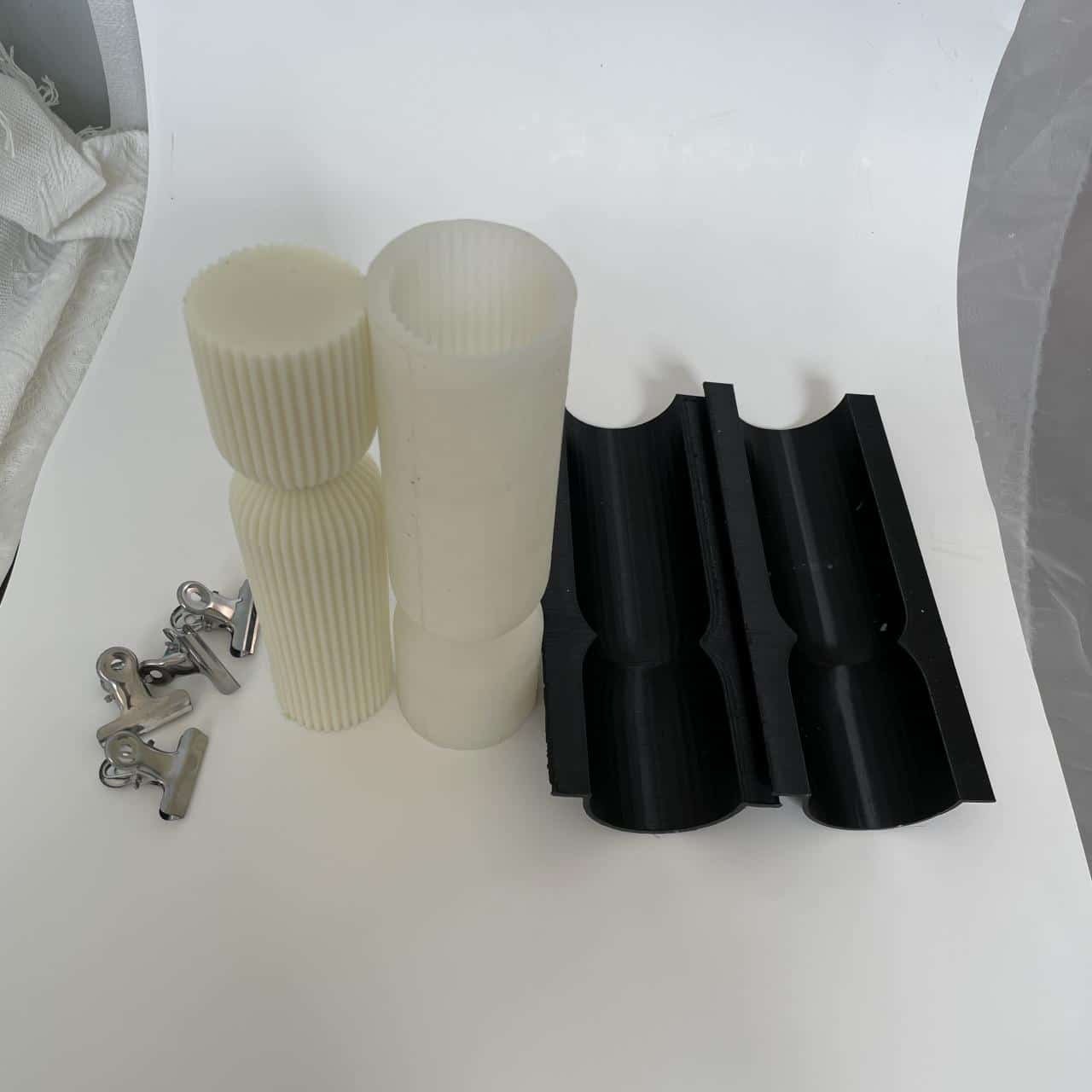 Easy Demolding No Parting Lines Deformation Resistant Ribbed Aesthetic Twist Cylindrical Tall Pillar Candle Molds Combination 6001 -  - 5