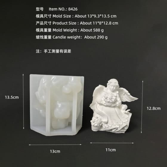 Flower Holding Angel Silicone Mould Flower Basket Flower Fairy Girl Fragrance Gypsum Glue Dropping Ornaments Mould 8426