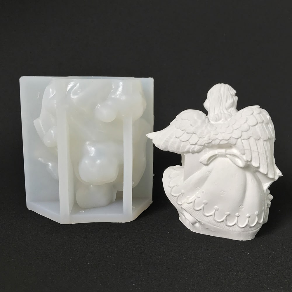 Flower Holding Angel Silicone Mould Flower Basket Flower Fairy Girl Fragrance Gypsum Glue Dropping Ornaments Mould 8426 -  - 7
