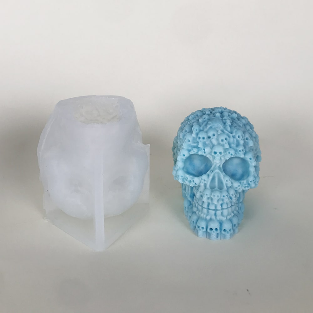 Full of small skeletons candles silicone molds DIY resin drop glue decorations Halloween molds 8592 -  - 2