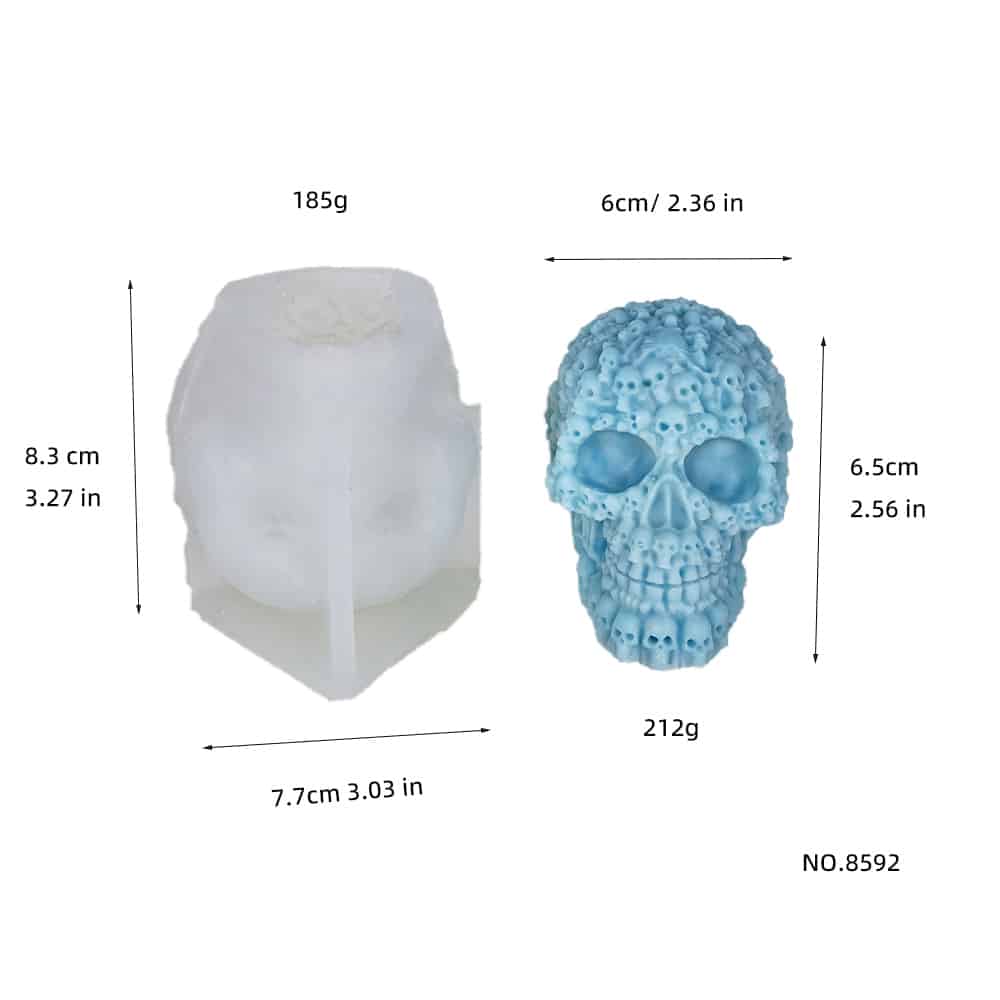 Full of small skeletons candles silicone molds DIY resin drop glue decorations Halloween molds 8592 -  - 1