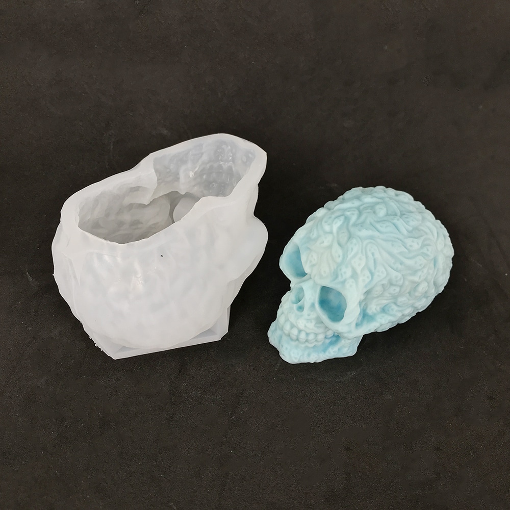 Halloween Ghost Skull Head Silicone Mold Full of Small Ghost Skull Head Aromatherapy Candle Plaster Decoration Dropping Mold 8589 -  - 6
