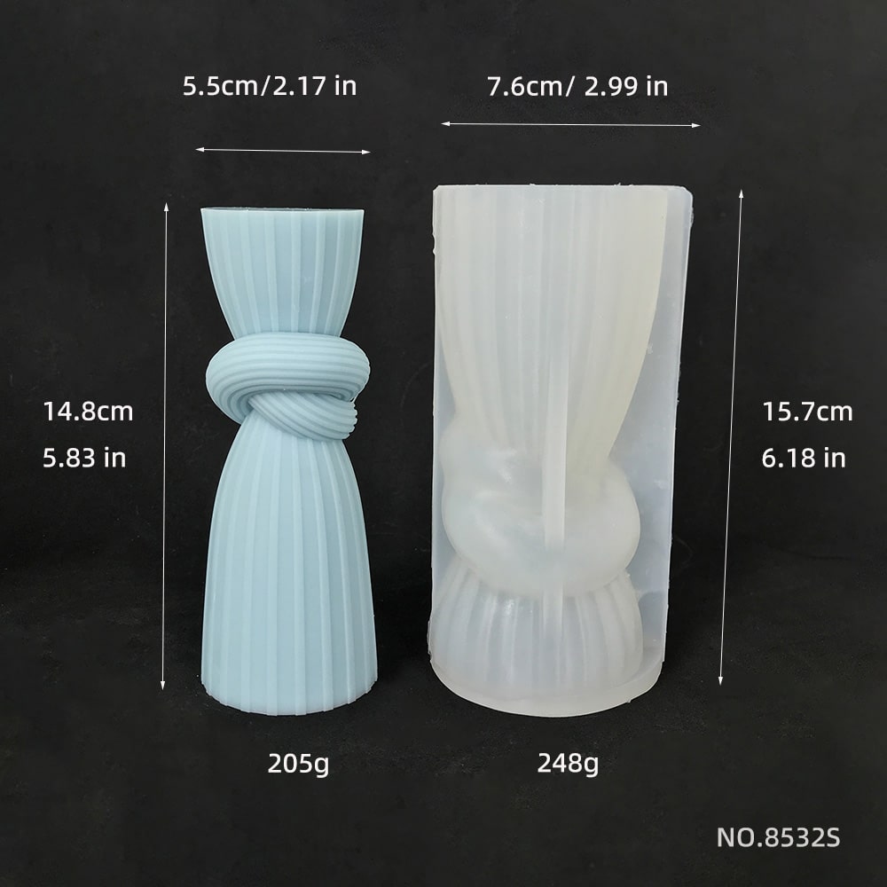 Vertical Stripe Rope Knot Column Silicone Mold Aromatherapy Candle Tabletop Gypsum Ornament Drawing Image Rope Knot Formal Dress Column Mold 8532s