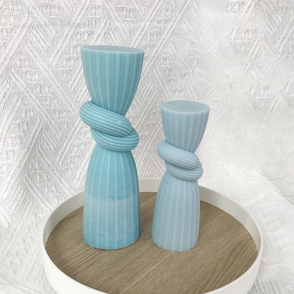 Vertical Stripe Rope Knot Column Silicone Mold Aromatherapy Candle Tabletop Gypsum Ornament Drawing Image Rope Knot Formal Dress Column Mold 8532s