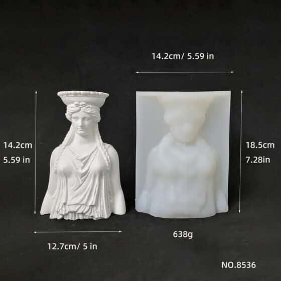 Ancient Greek Female Statue Silicone Mold Female Bust Diy Gypsum Expanded Stone Ornament Candle Mold 8536