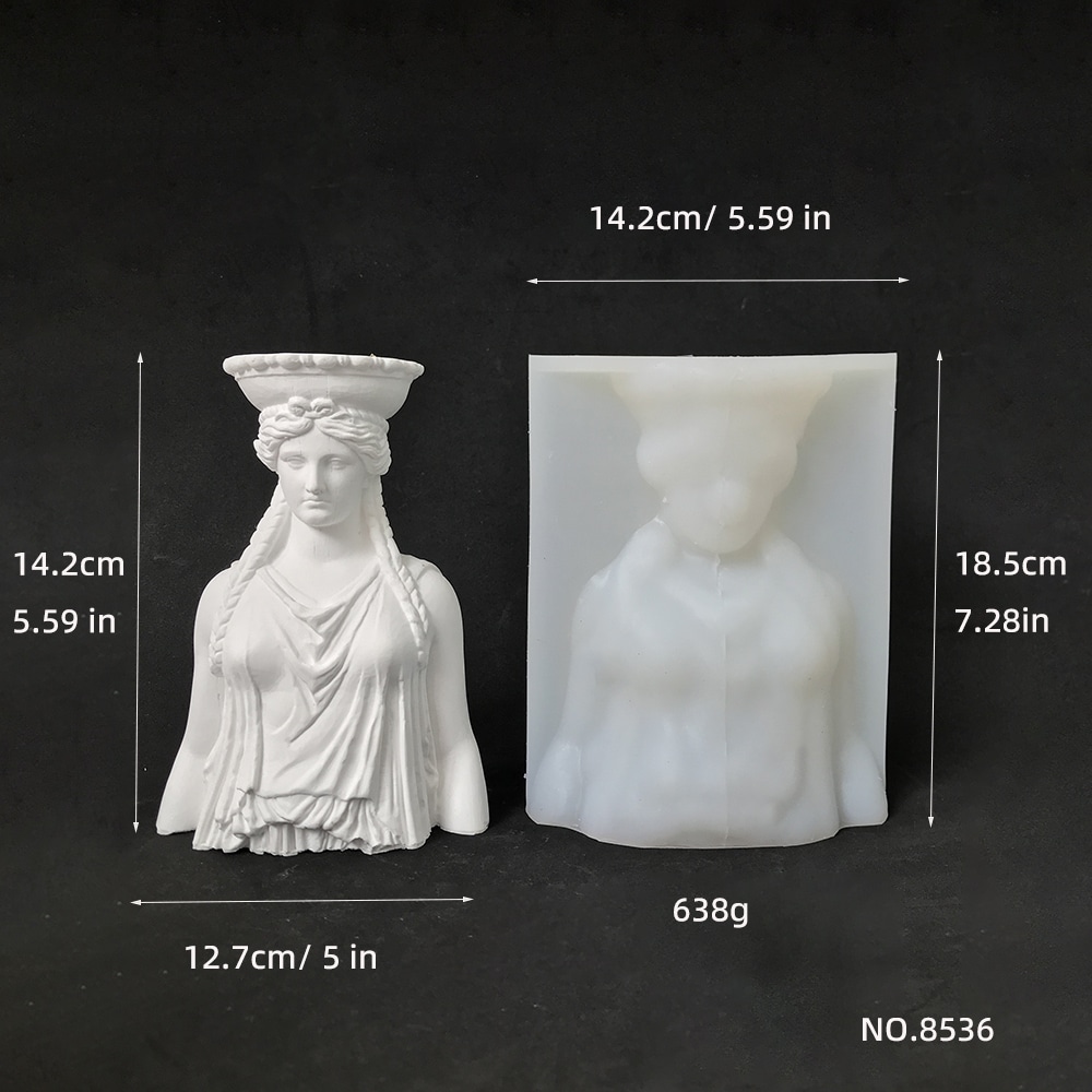 Ancient Greek female statue silicone mold female bust DIY gypsum expanded stone ornament candle mold 8536