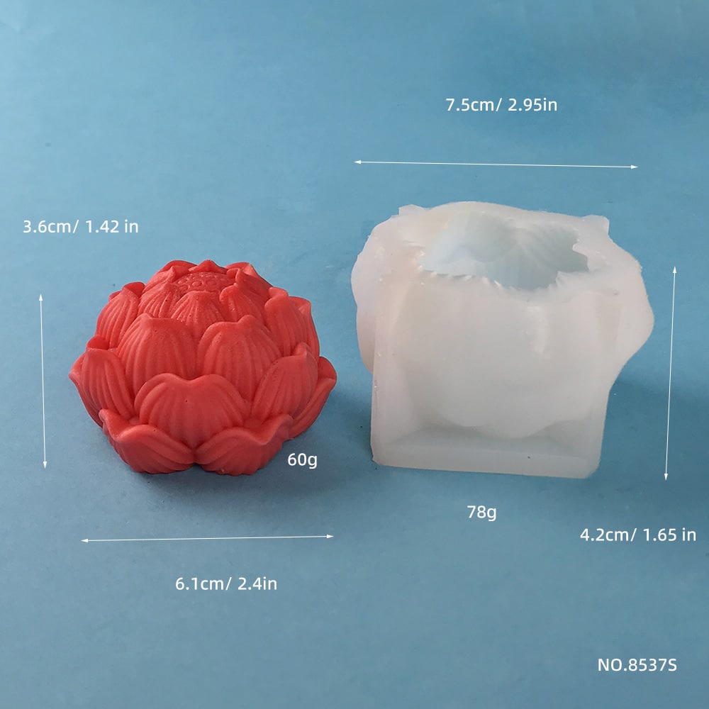 3D 로터스 캔들 실리콘 몰드 처음에 열린 로터스 석고 수제 비누 아로마 테라피 캔들 핸드 선물 확장 향기 스톤 몰드 8537S