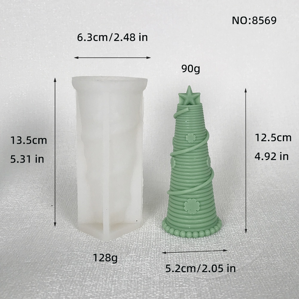 Star Christmas Tree Candle Silicone Mold Christmas Bell Socks Clover Safety Buckle Christmas Tube Gypsum Mold 8569