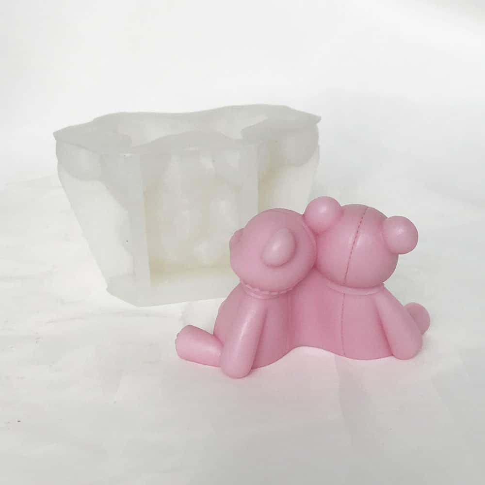 Bow Knot, Two Little Bears, Aromatherapy Candle, Silicone Mold, Integrated Bear Animal Resin Ornament, Gypsum Mold 8534