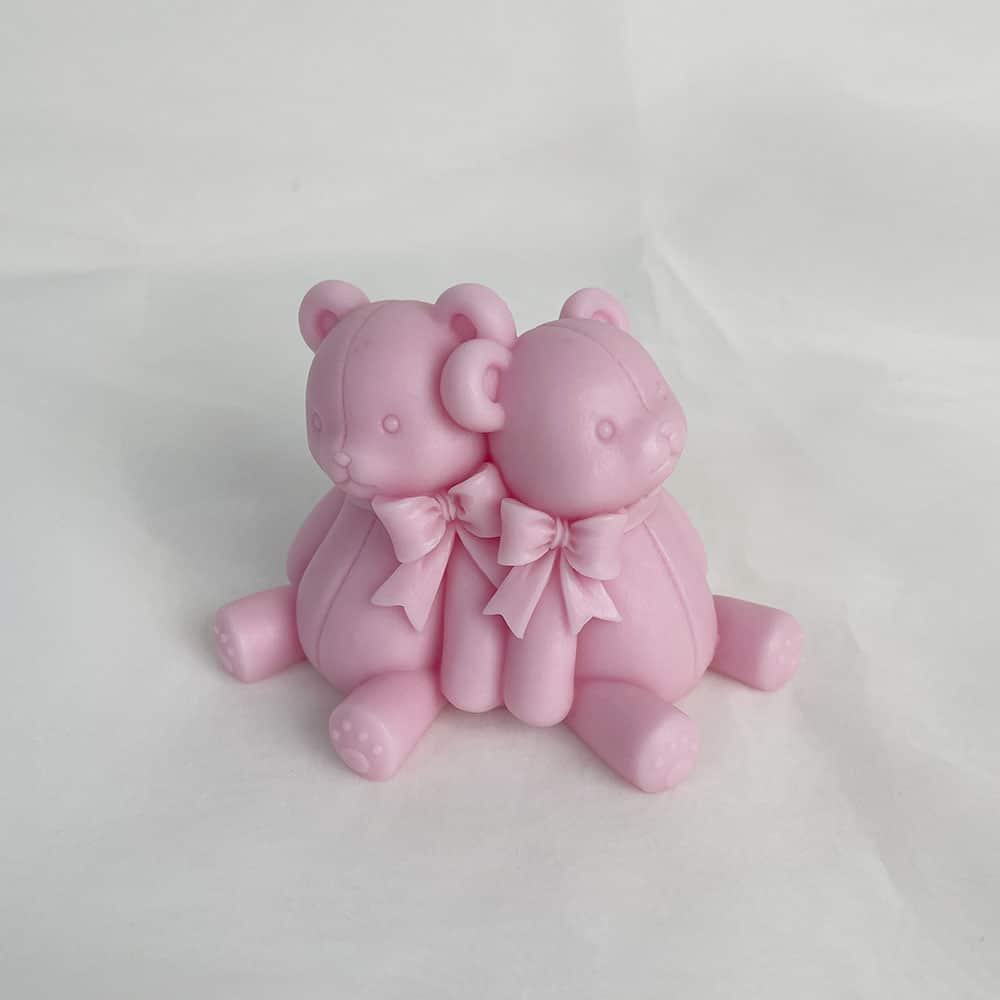 Bow Knot, Two Little Bears, Aromatherapy Candle, Silicone Mold, Integrated Bear Animal Resin Ornament, Gypsum Mold 8534