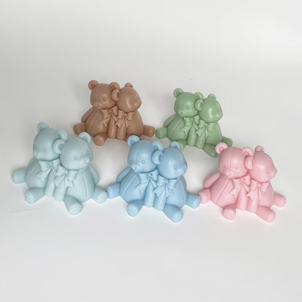 Bow Knot, Two Little Bears, Aromatherapy Candle, Silicone Mold, Integrated Bear Animal Resin Ornament, Gypsum Mold 8534