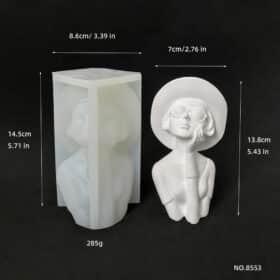 Wearing Hat, Supporting Face, Girl's Portrait, Candle, Silicone Mold, Diy Creative Gift, Nordic Style Gypsum Ornament Mold 8553