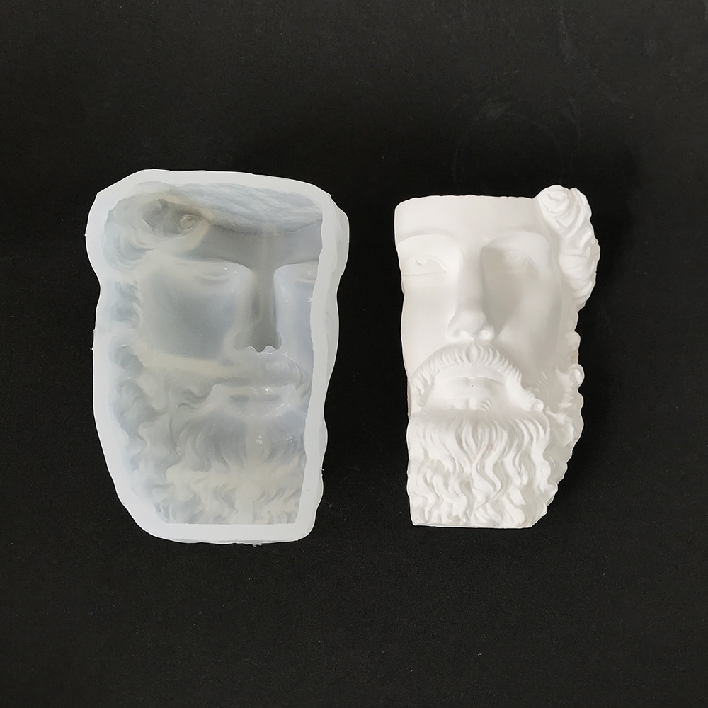 Artistic Bearded Male Avatar, Candle Silicone Mold, Half Face Bearded Male Statue, Abstract Resin Ornament, Gypsum Mold 8535