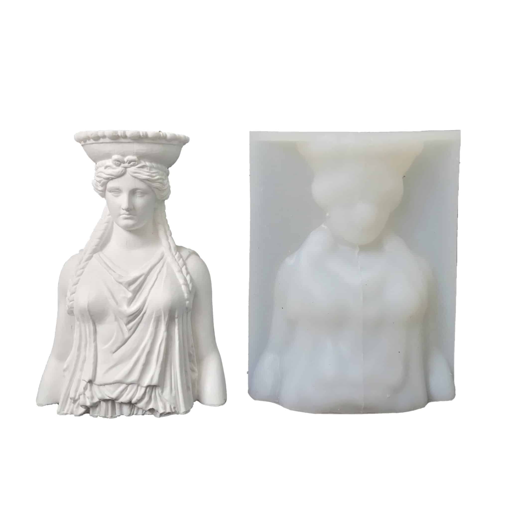 Ancient Greek Female Statue Silicone Mold Female Bust Diy Gypsum Expanded Stone Ornament Candle Mold 8536