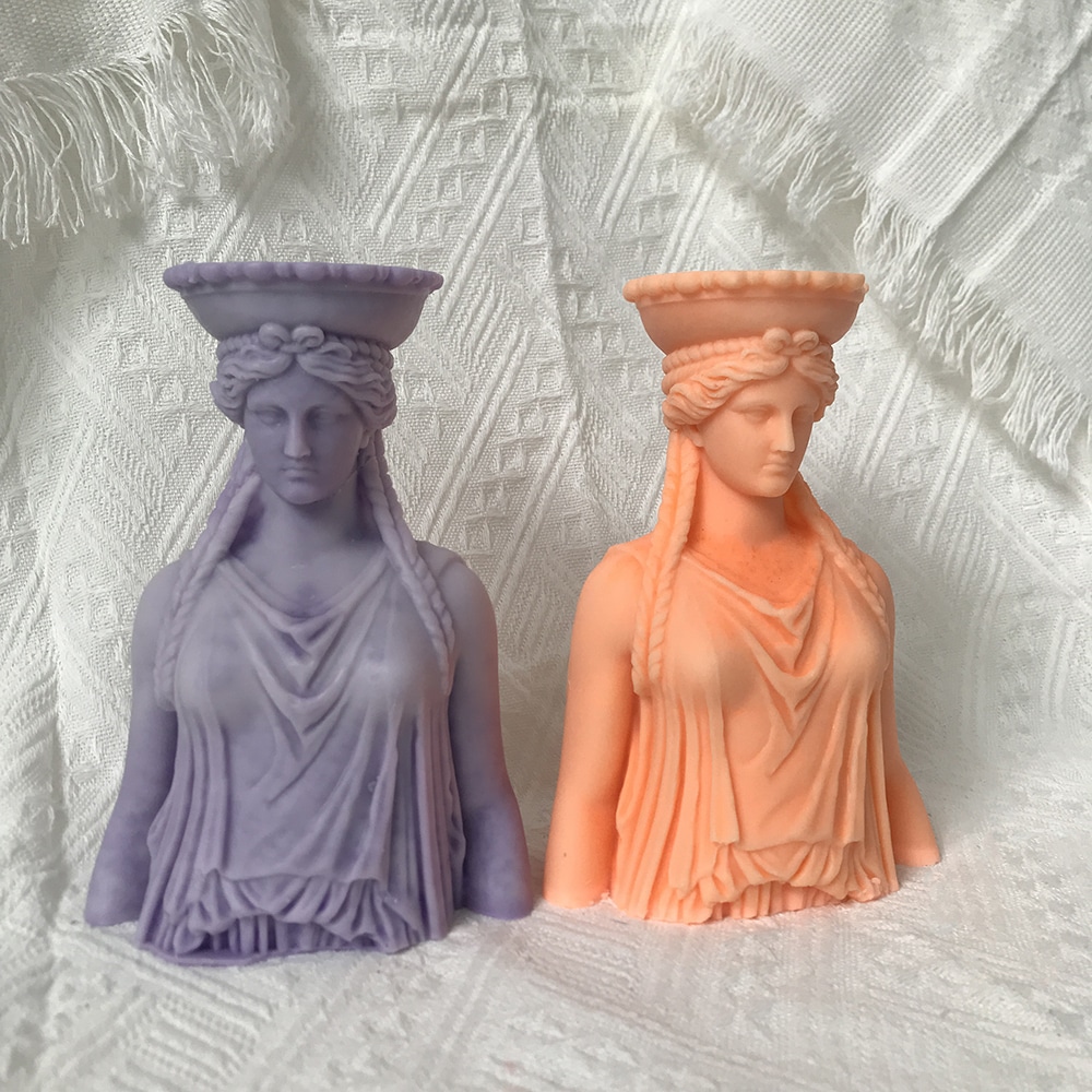 Ancient Greek Female Statue Silicone Mold Female Bust Diy Gypsum Expanded Stone Ornament Candle Mold 8536