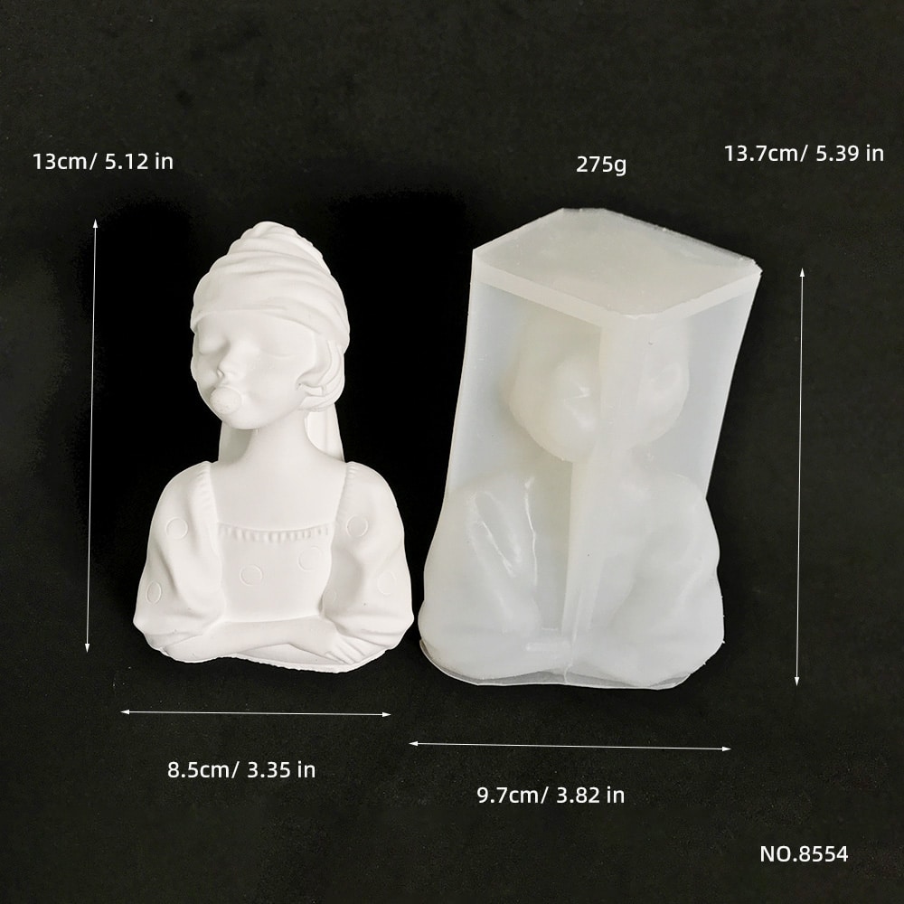 Blowing Bubble Girl Mold Girl Statue Candle Silicone Mold DIY Creative Gift Nordic Style Gypsum Decoration Mold 8554