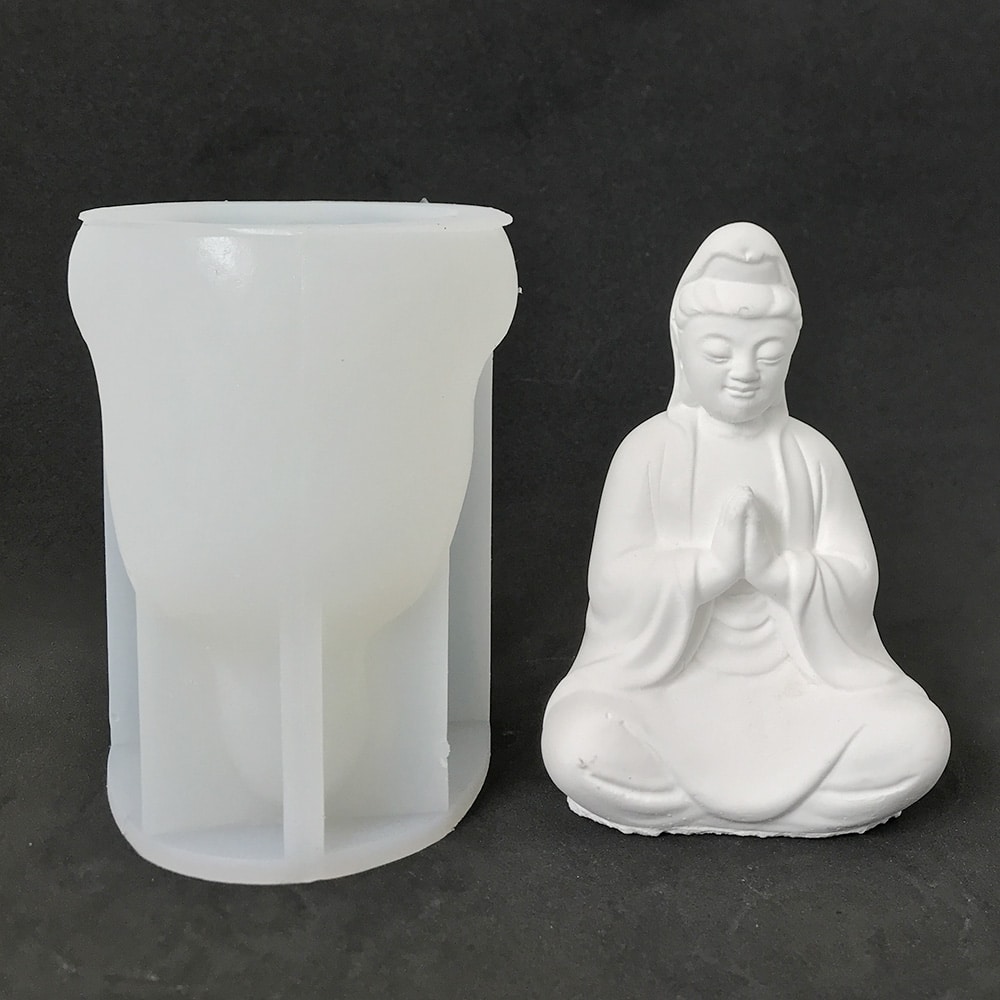 Guanyin Buddha Statue Silicone Mold Diy Aromatherapy Candle Gypsum Decoration Home Zen Decoration Mold 8559