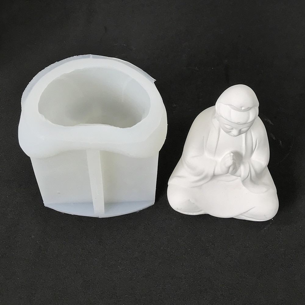 Guanyin Buddha Statue Silicone Mold Diy Aromatherapy Candle Gypsum Decoration Home Zen Decoration Mold 8559