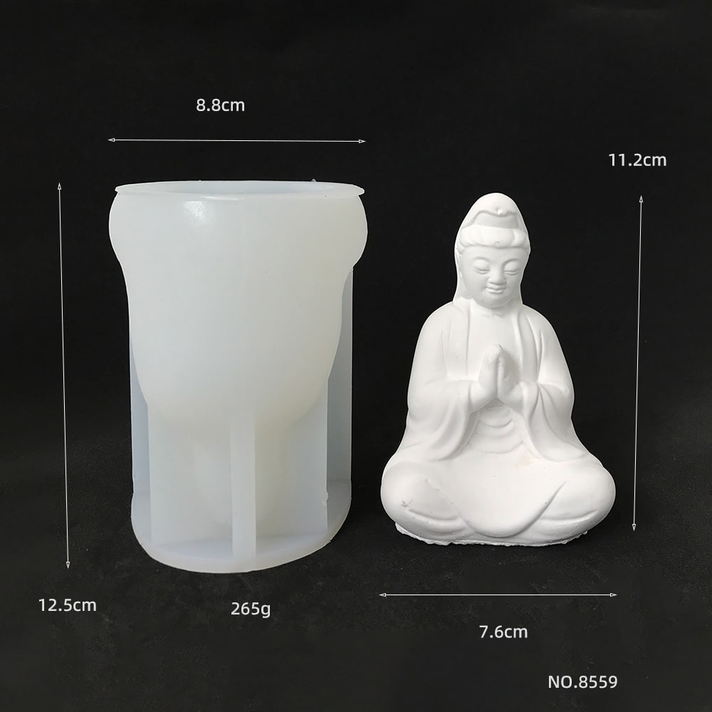 Guanyin Buddha Statue Silicone Mold Diy Aromatherapy Candle Gypsum Decoration Home Zen Decoration Mold 8559