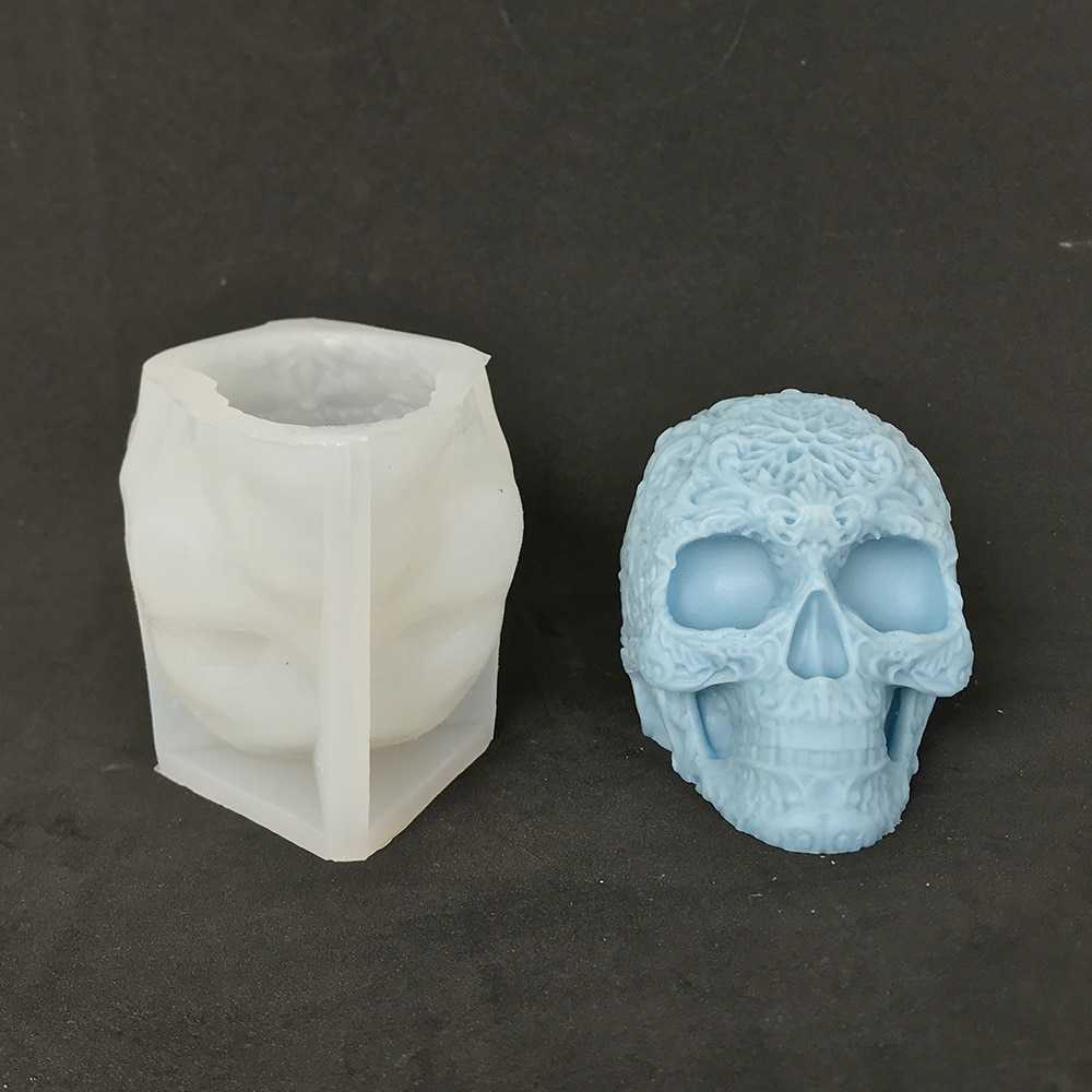 Halloween Pattern Skull Silicone Mold Aromatherapy Candle Gypsum Mold Horror Spooky Decorative Ornament Mold 8540