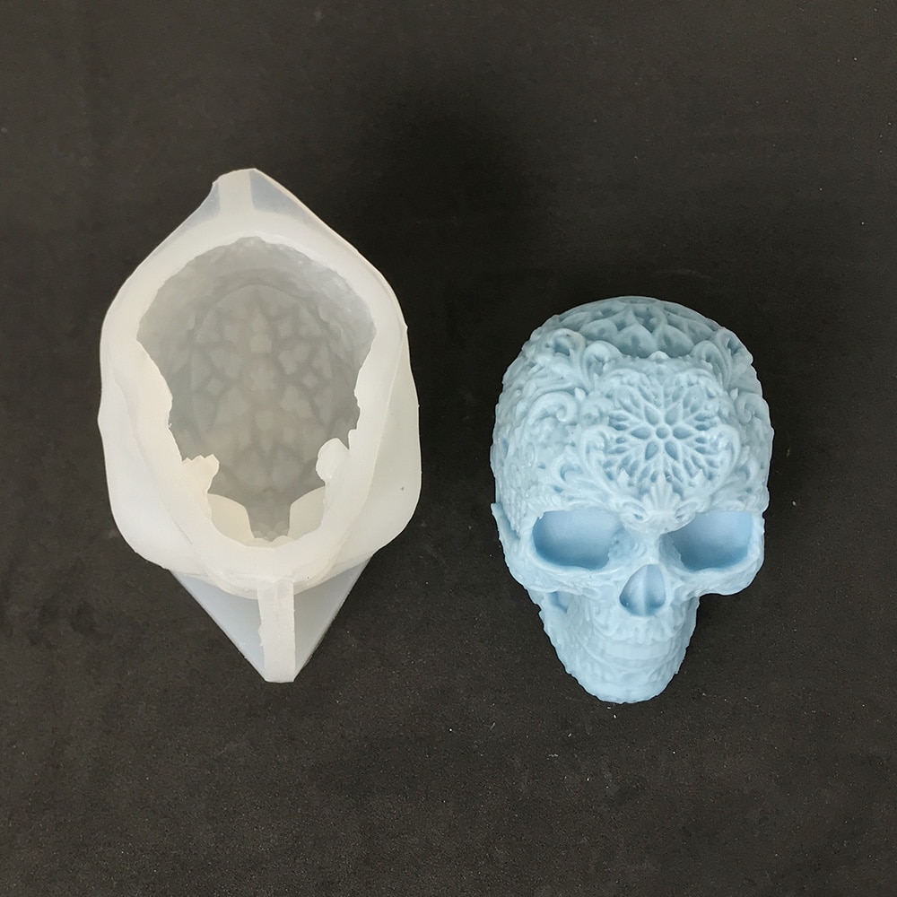 Halloween Pattern Skull Silicone Mold Aromatherapy Candle Gypsum Mold Horror Spooky Decorative Ornament Mold 8540