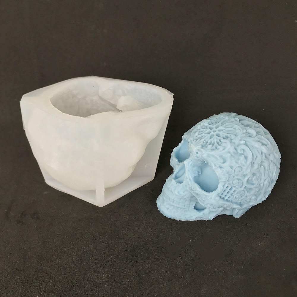 Halloween Pattern Skull Silicone Mold Aromatherapy Candle Gypsum Mold Horror Spooky Decorative Ornament Mold 8540