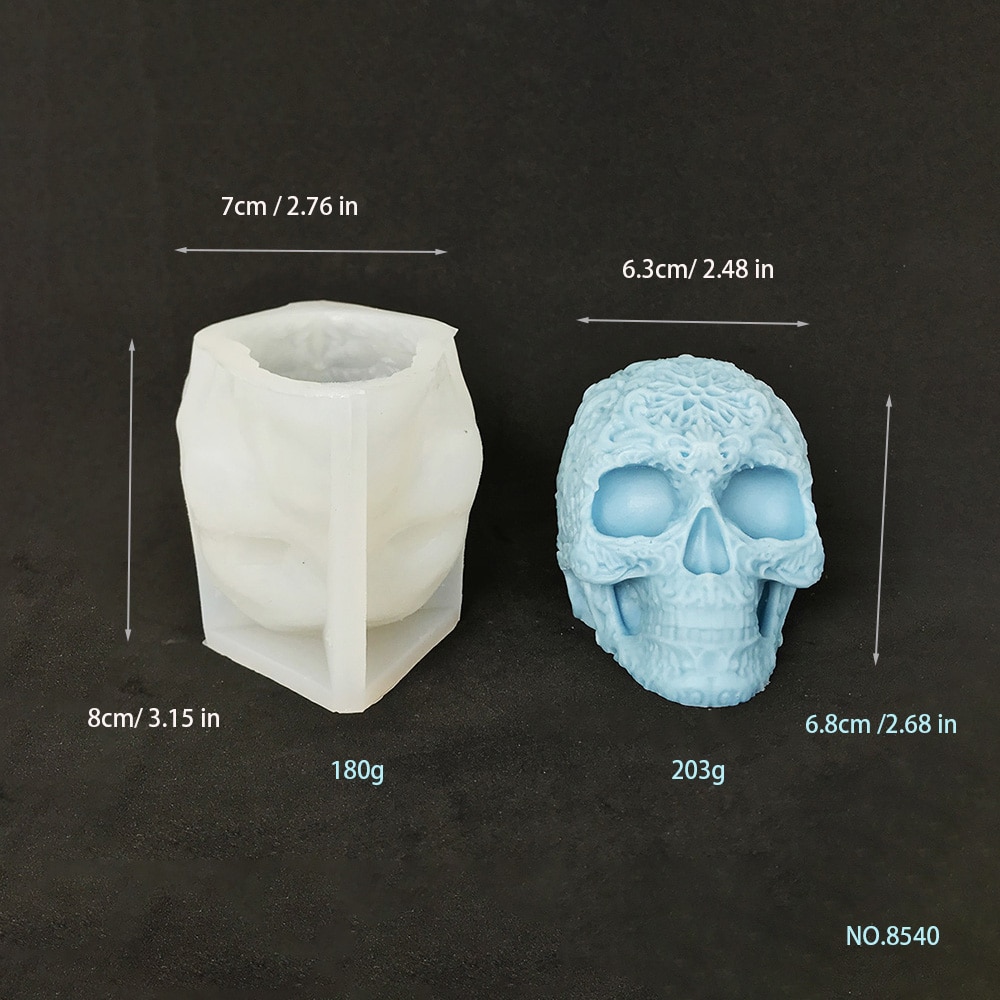 Halloween Pattern Skull Silicone Mold Aromatherapy Candle Gypsum Mold Horror Spooky Decorative Ornament Mold 8540