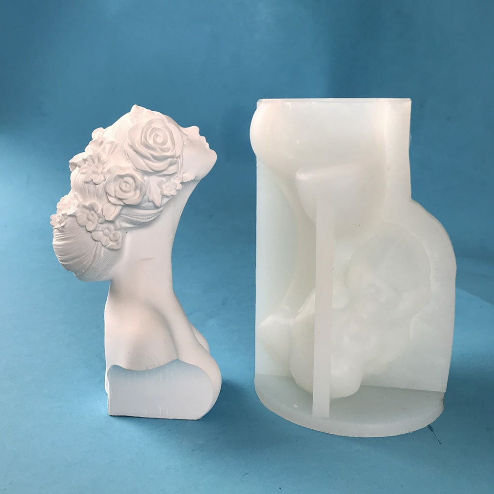 Neck Up Flower Girl Portrait Candle Silicone Mold Diy Creative Gift Nordic Style Gypsum Ornament Mold 8551