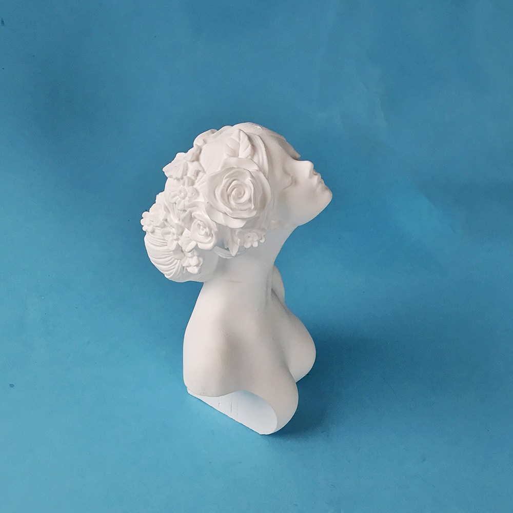 Neck Up Flower Girl Portrait Candle Silicone Mold Diy Creative Gift Nordic Style Gypsum Ornament Mold 8551