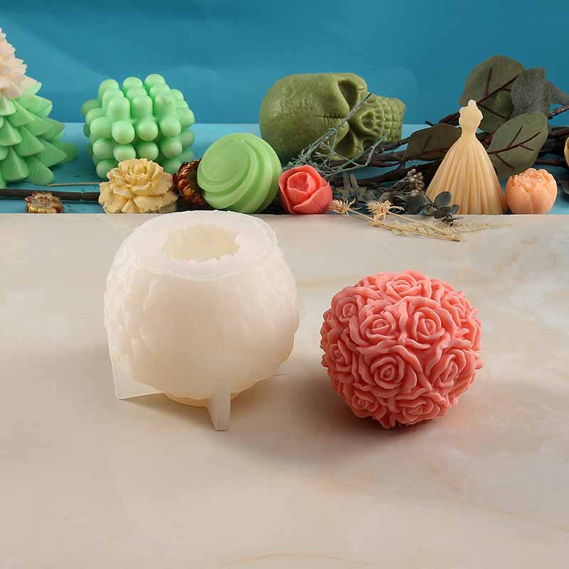 Romantic Rose Bouquet Candle Silicone Molds, Creative Diy Soap Mold 8189