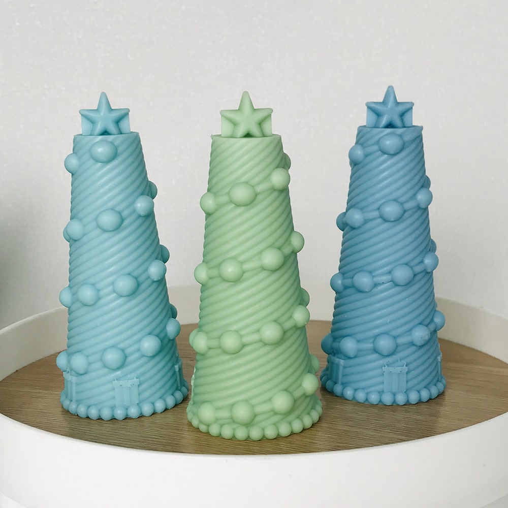 Star Christmas Tree Candle Silicone Mold Christmas Bell Socks Clover Safety Buckle Christmas Tube Gypsum Mold 8568