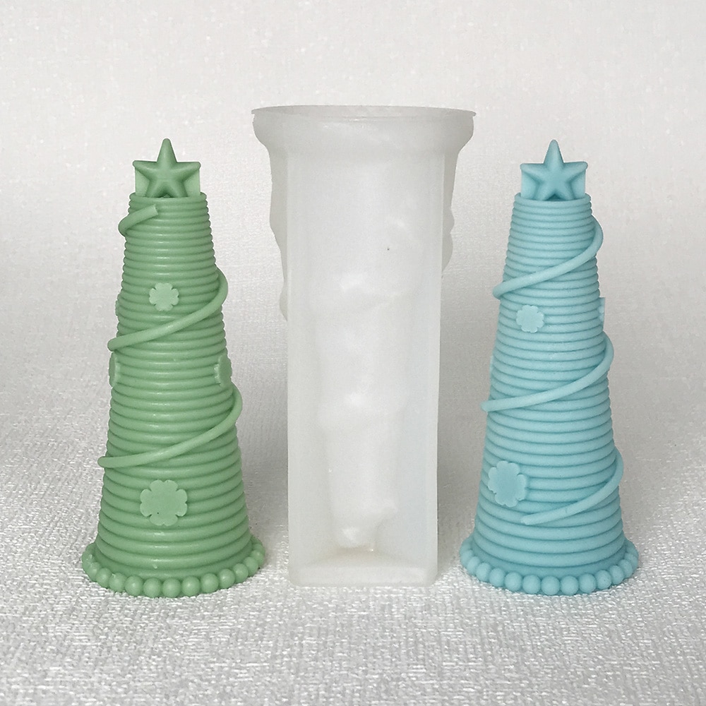 Star Christmas Tree Candle Silicone Mold Christmas Bell Socks Clover Safety Buckle Christmas Tube Gypsum Mold 8569