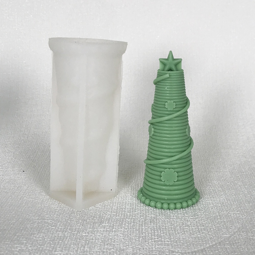 Star Christmas Tree Candle Silicone Mold Christmas Bell Socks Clover Safety Buckle Christmas Tube Gypsum Mold 8569